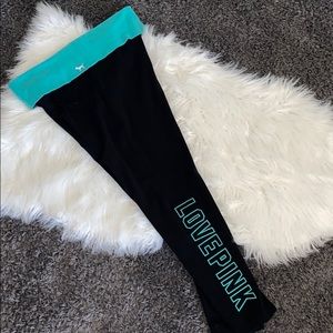 Pink fold over cotton yoga